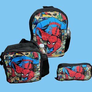 Marvel Spider-Man 3-Piece Backpack Set School Bag with Lunch Box & Pencil Case